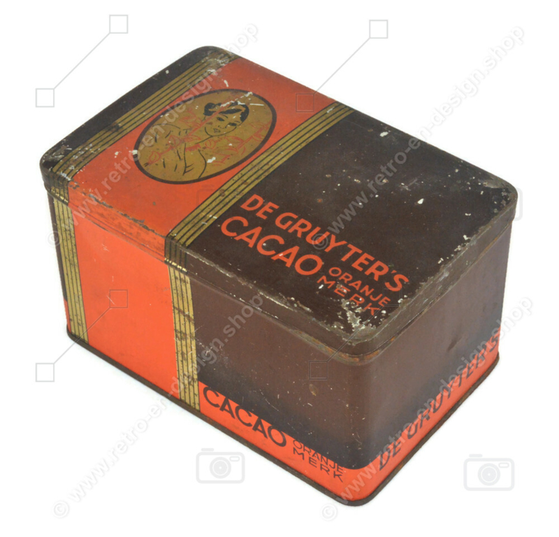 Lata vintage para cacao marca naranja de De Gruyter