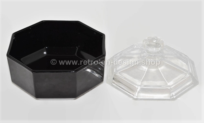 Zuckerdose oder Bonbondose von Arcoroc France, Octime-Schwarz Ø 11,5 cm