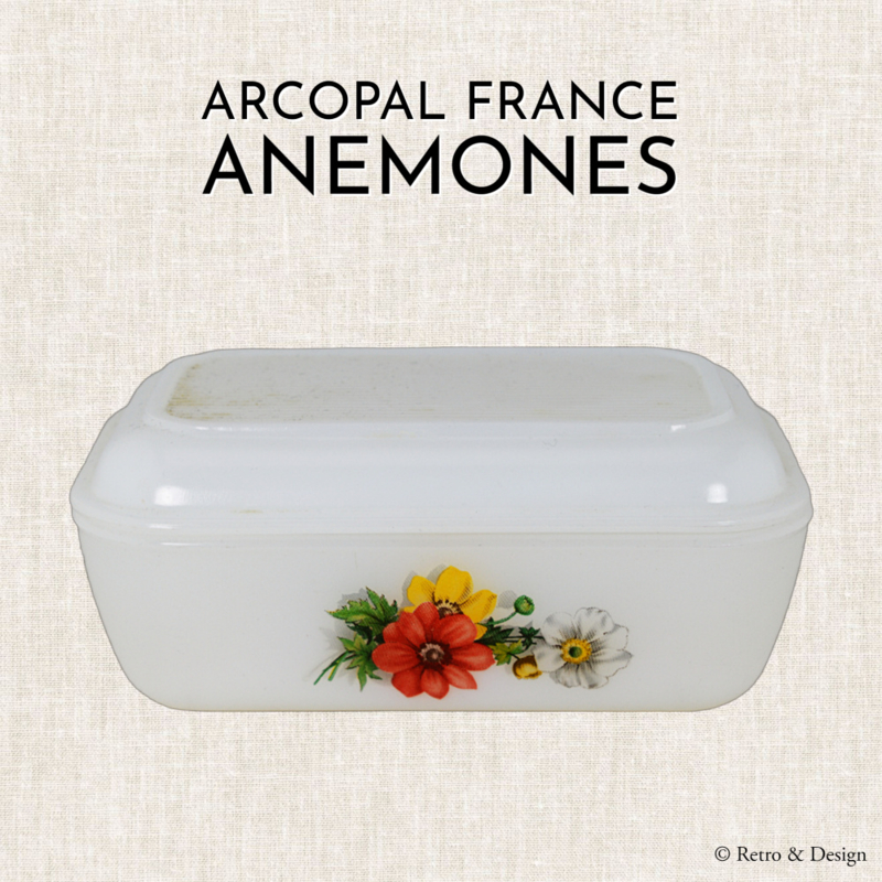Vintage botervloot met bloemenpatroon "Anemones" van Arcopal France