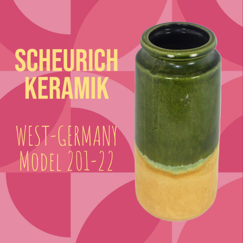 Vintage aardewerk West-Germany vaas van Scheurich model 201-22