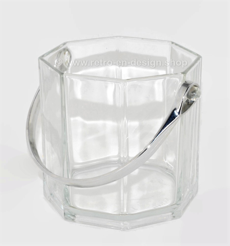 Vintage clear glass Ice bucket for ice cubes by Arcoroc France, Octime-clear