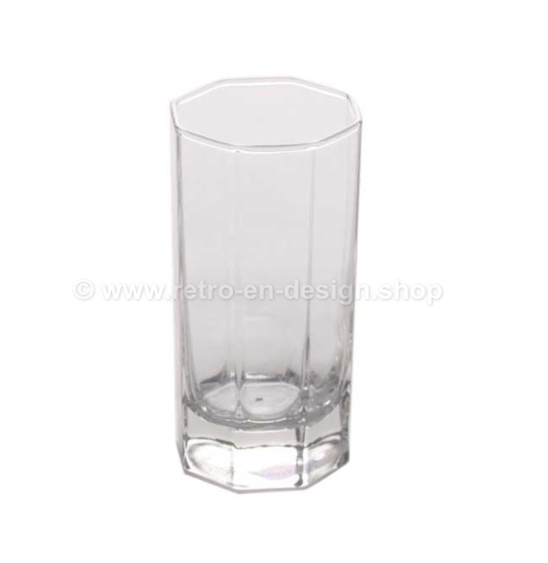 Vintage langwerpig helder shotglas van Arcoroc France, Luminarc Octime-Clear.