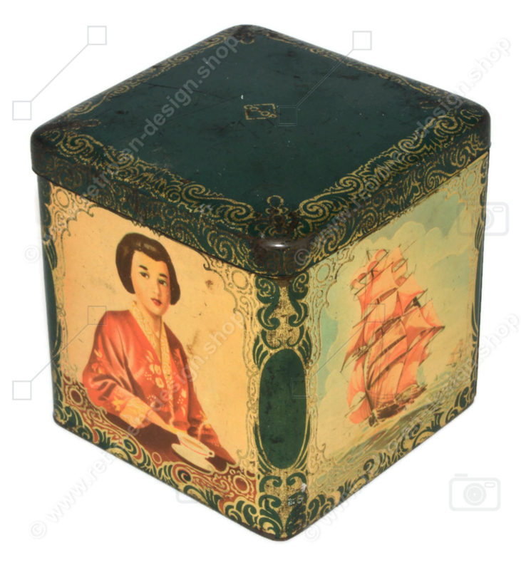Boîte verte carrée pour le thé en forme de cube par co-op