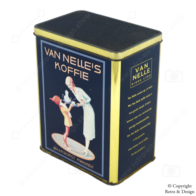 "Proef de Geschiedenis: Vintage Van Nelle's Koffieblik met Kabouter Piggelmee en Onmiskenbare Kwaliteit"
