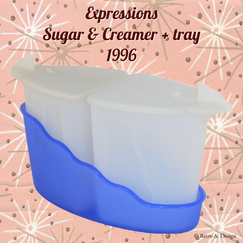 Vintage Tupperware Expressions melk- en suikerkannetje of tafelsetje in houder