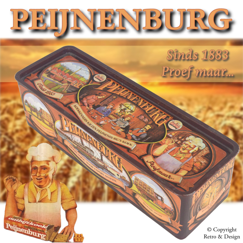 Découvrez le temps avec style : Authentique boîte de rangement vintage pour le pain d'épices Peijnenburg !