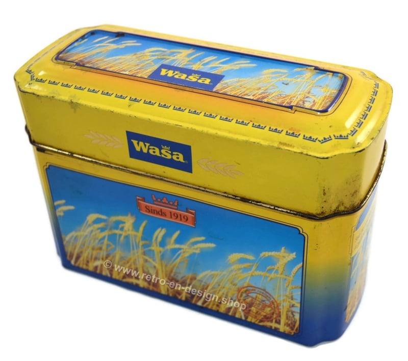 Havoc Sicilië markering Geel/blauwe blikken doos voor Crackers van Wasa met afbeelding van rijp  graan | A R C H I E F ! - ( sold out ) | Retro & Design - 2nd hand  collectibles - Webshop voor Retro-Vintage woonaccessoires