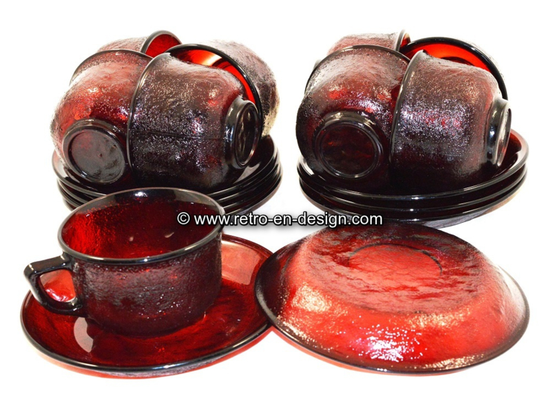 Arcoroc Sierra glazen kop en schotel, rood