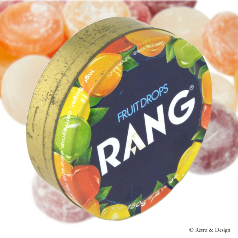 Rond meerkleurig blikje voor fruitdrops van RANG