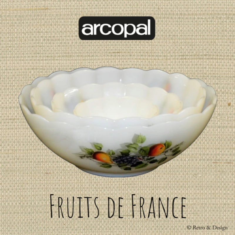 Set van vier geschulpte schalen, Arcopal Fruits de France