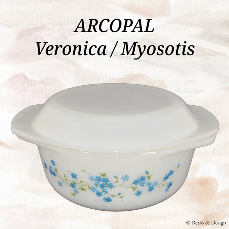 Ovenschaal / Dekschaal van Arcopal France met decor Veronica / Myosotis Ø 22 cm