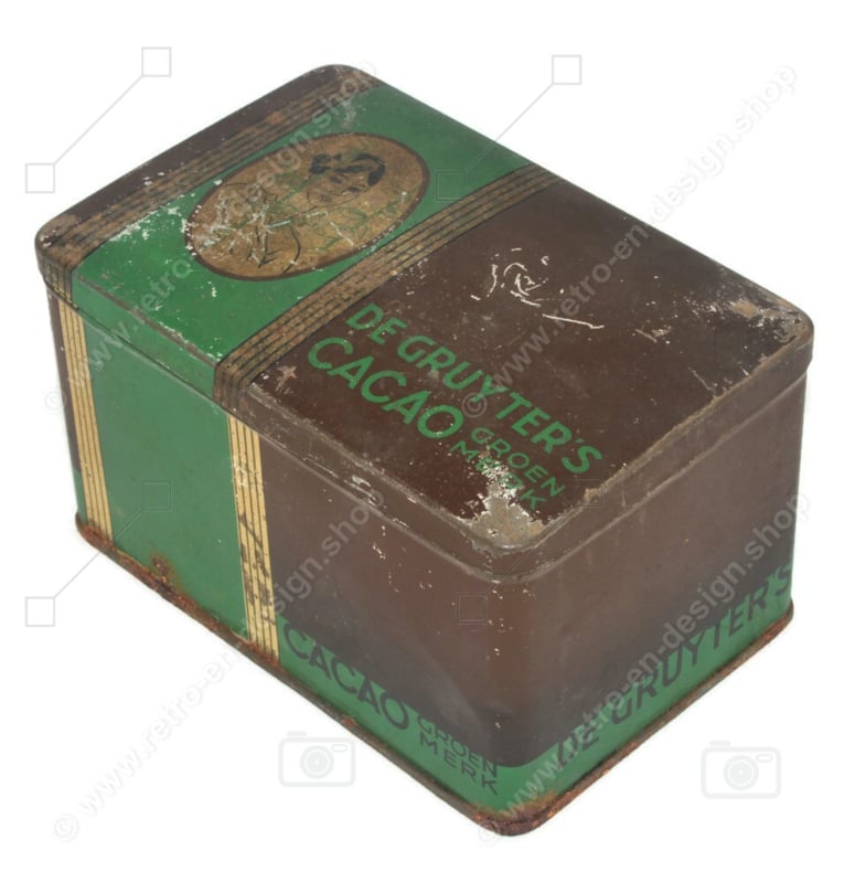 Blikken vintage trommel voor groenmerk cacao van De Gruyter