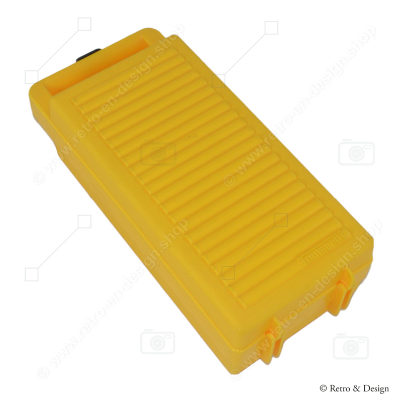 Portacassette Tontarelli amarillo vintage, caja de almacenamiento para 12 cintas de cassette