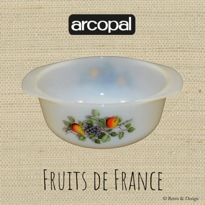 Vintage ronde ovenschaal Arcopal Fruits de France Ø 22 cm