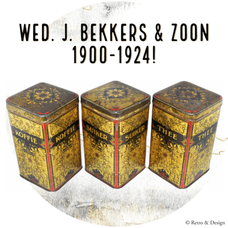 en nostalgische set: Antieke voorraadblikken van Wed. J. Bekkers & Zoon uit 1900-1924! | BLIKKEN en | Retro & Design - 2nd collectibles - Webshop voor Retro-Vintage woonaccessoires