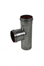 Enkelwandige gaspijp, ø80mm, 90˚, T-stuk met mof, zonder deksel.