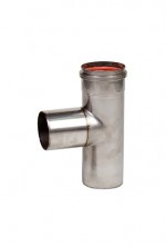 Enkelwandige gaspijp, ø80mm, 90˚, T-stuk zonder deksel.