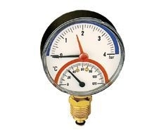 Thermo-manometer met onderaansluiting