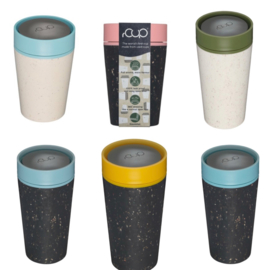 Geïsoleerde koffie- of theebeker, zwart met rose, klein 8oz