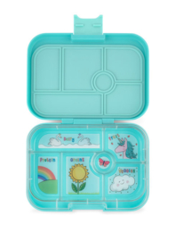 Yumbox Misty Aqua, original, 6 vakken, eenhoorn tray