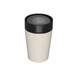 Geïsoleerde koffie- of theebeker, creme met zwart, klein 8oz