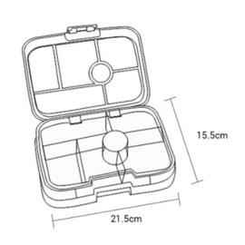 Yumbox Misty Aqua, original, 6 vakken, eenhoorn tray