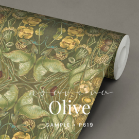 Nouveau Olive / Art Nouveau behang