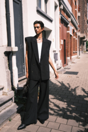 Sleeveless Long Blazer - Black