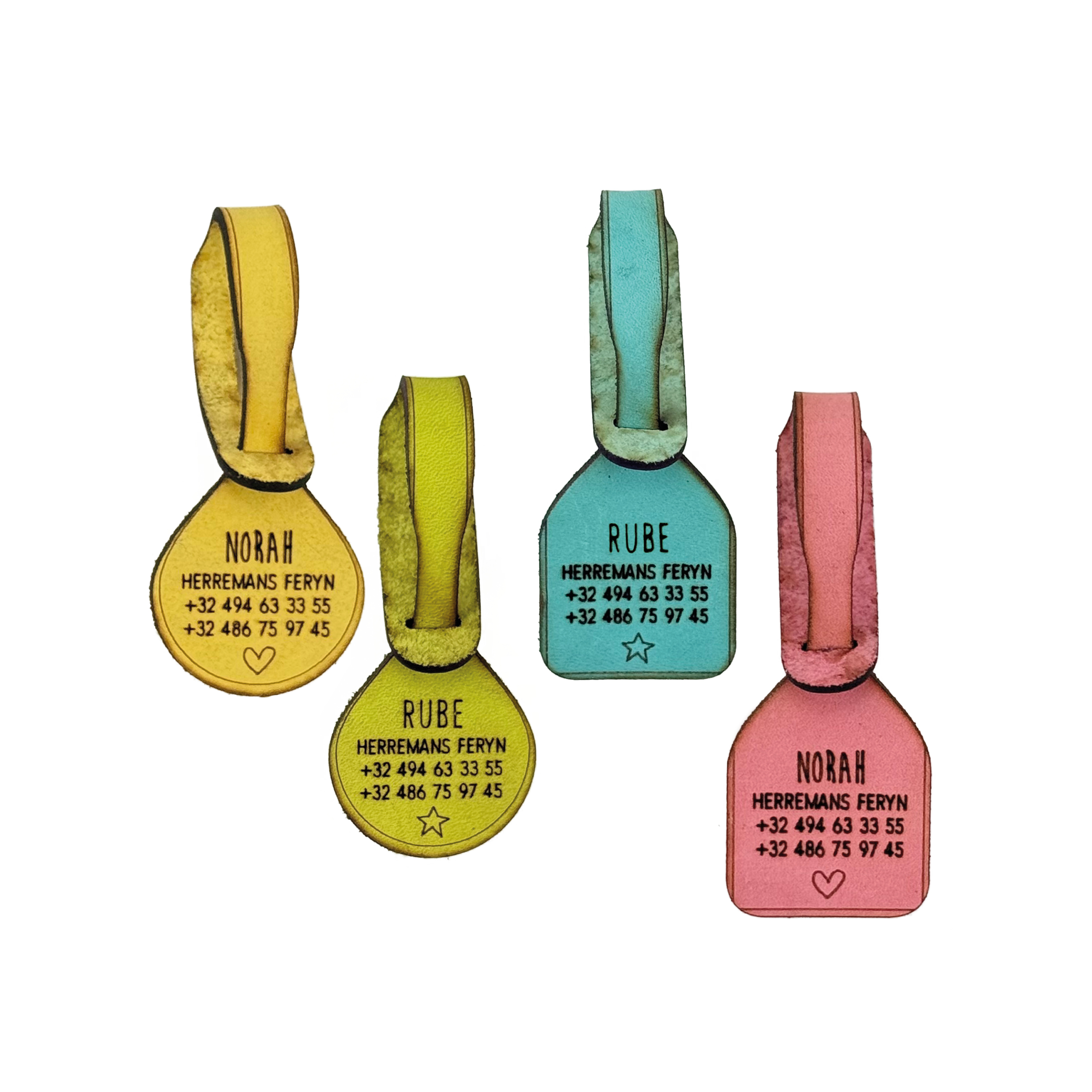 Set van 4 taslabels 'drop'