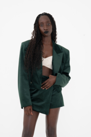 Cropped Blazer - Green velvet
