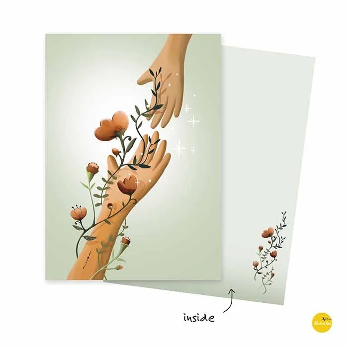 kaartje - Bloemen handen