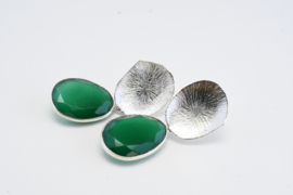 Cezanne oorstekers zilver - groene onyx