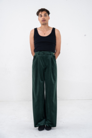 Trousers - Green velvet