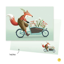 kaartje - Bakfiets bloemen