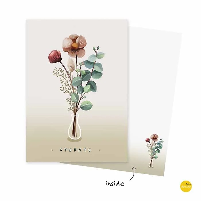 kaartje - Bloemen vaasje sterkte