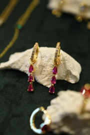 Fushia drop oorringen