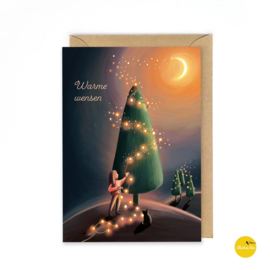 kaartje - Kerstboom lichtjes