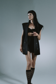Sleeveless Long Blazer - Black