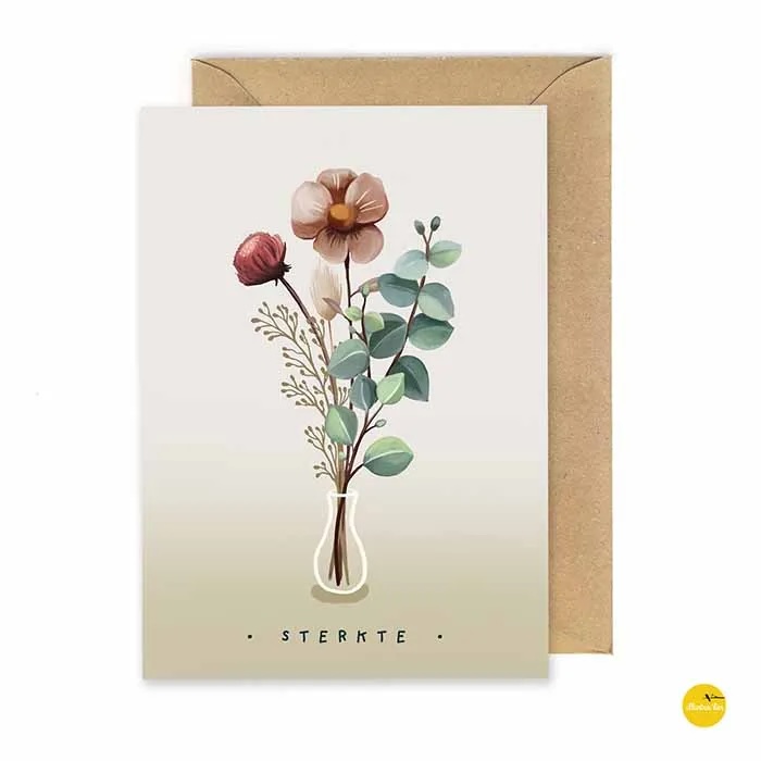 kaartje - Bloemen vaasje sterkte