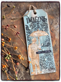 COOSA Crafts clear stamp #14 - Word on background - Imagine A7