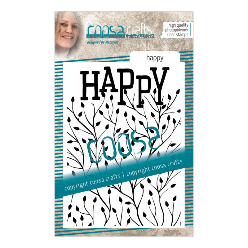 COOSA Crafts clear stamp #15 -  Word on background - Happy A7