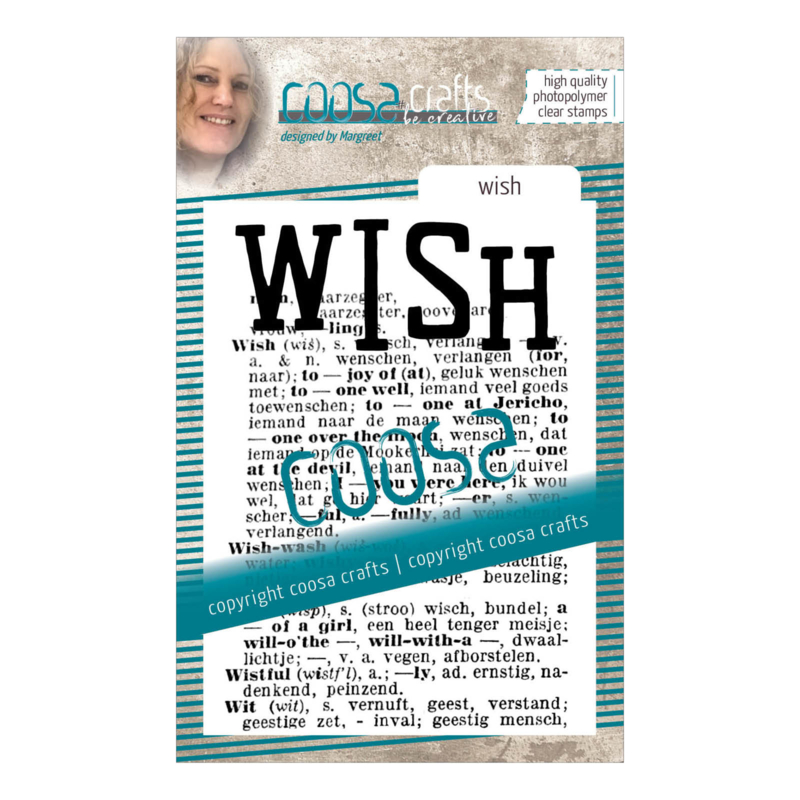 COOSA Crafts Clear Stamp #16 - Word on background - Wish A7