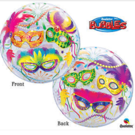 Venetië / Carnaval - Div. Kleuren - Maskers - Bubbles Ballon - 22 Inch / 56 cm.