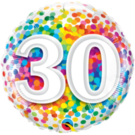30 - confetti print verschillende kleuren - Folie Ballon - 18 inch/46cm