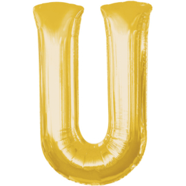 Letter U ballon goud 86 cm - folieballon letter alfabet helium of lucht