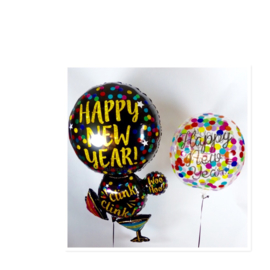 Happy New Year - Confetti print -Div. kleuren - Folie ballon - 15 X 16 Inch / 38 X 40 cm