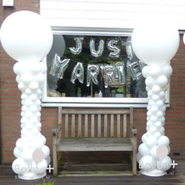 Ballonnen Pilaar - Grieks -  Wit - met een Ronde Topballon