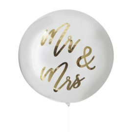 DIY : Mr & Mrs Stickers in het Goud voor op een Orb Doorzichtige Grote  Ballon - 36 Inch./90cm