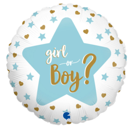 Boy or Girl?Folie ballon - Rond - 2 Kanten bedrukt - 18 inch/46 cm -Gender Reveal Party