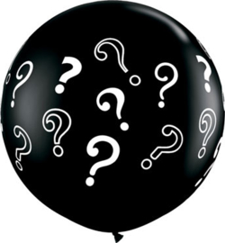 DIY : Gender Reveal - Grote Zwarte Ballon - ? - Vraagtekens - LatexBallon  - 36 Inch./ 90cm